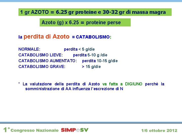 1 gr AZOTO = 6. 25 gr proteine e 30 -32 gr di massa