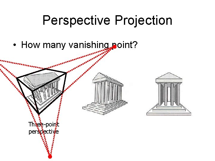 Perspective Projection • How many vanishing point? Three-point perspective 