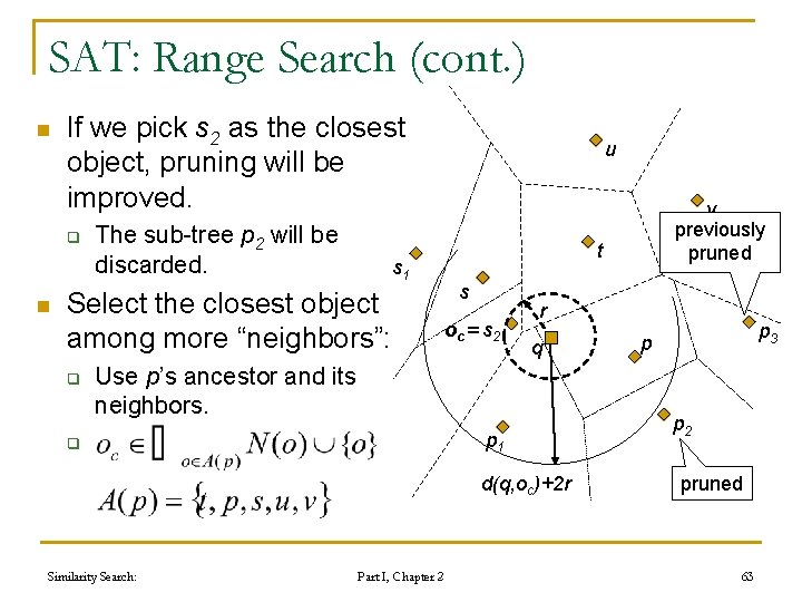 SAT: Range Search (cont. ) n If we pick s 2 as the closest SAT: Range Search (cont. ) n If we pick s 2 as the closest