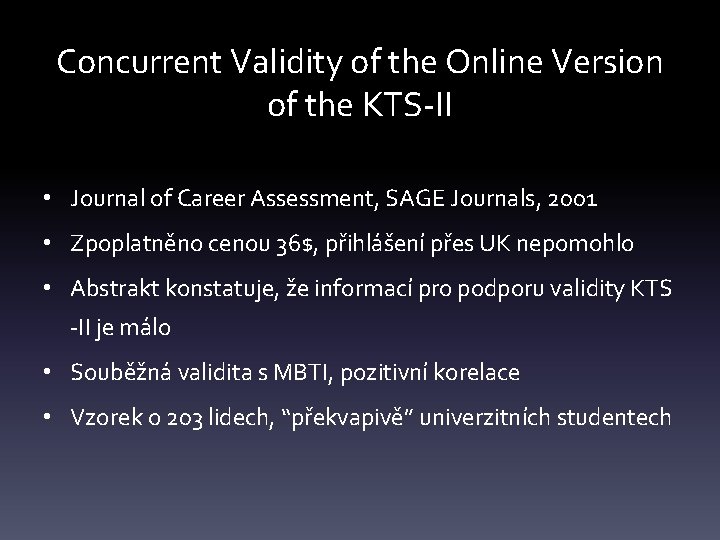 Concurrent Validity of the Online Version of the KTS-II • Journal of Career Assessment,