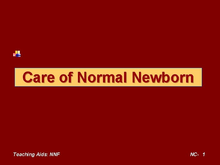 Care of Normal Newborn Teaching Aids: NNF NC- 1 
