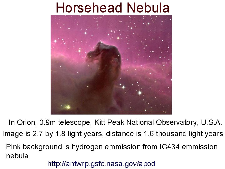 Horsehead Nebula In Orion, 0. 9 m telescope, Kitt Peak National Observatory, U. S.