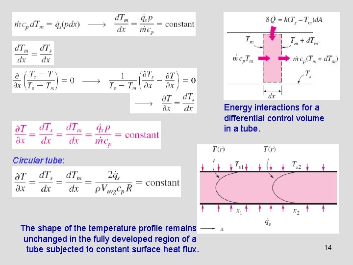 Energy interactions for a differential control volume in a tube. Circular tube: The shape