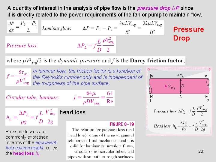 A quantity of interest in the analysis of pipe flow is the pressure drop