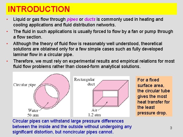 INTRODUCTION • • Liquid or gas flow through pipes or ducts is commonly used