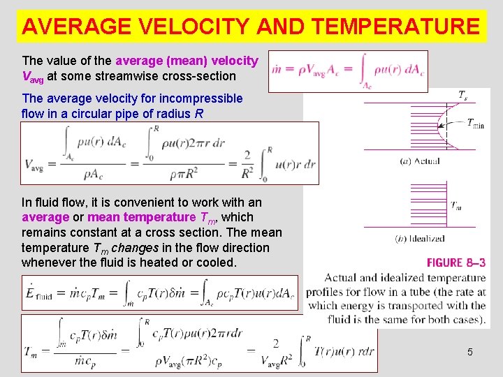 AVERAGE VELOCITY AND TEMPERATURE The value of the average (mean) velocity Vavg at some