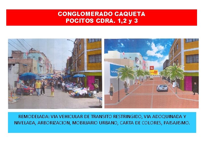CONGLOMERADO CAQUETA POCITOS CDRA. 1, 2 y 3 REMODELADA: VIA VEHICULAR DE TRANSITO RESTRINGIDO,