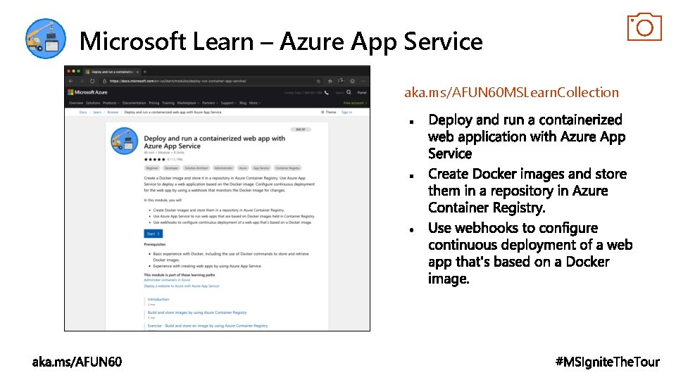Microsoft Learn – Azure App Service aka. ms/AFUN 60 MSLearn. Collection 
