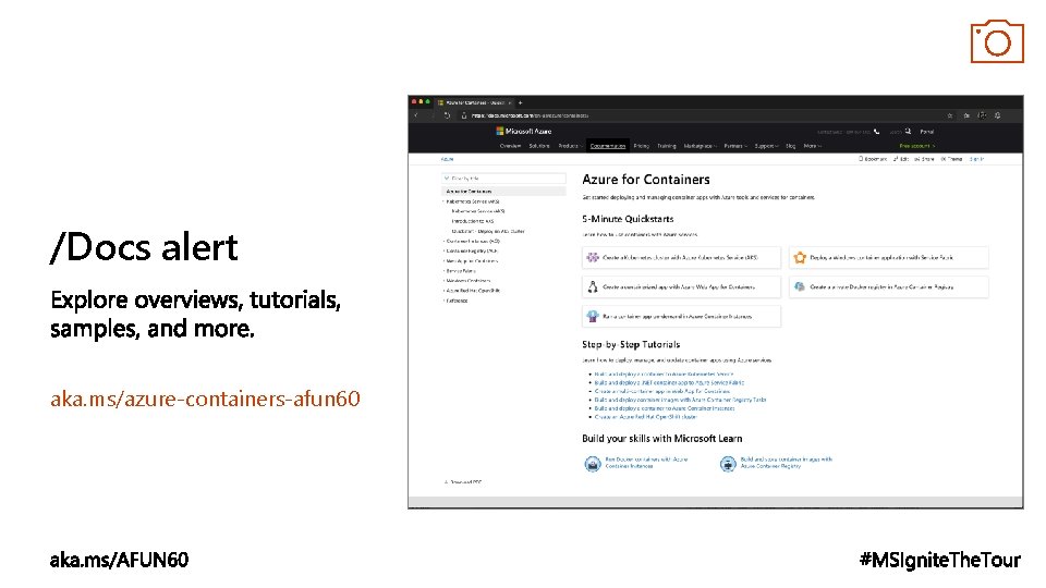 /Docs alert aka. ms/azure-containers-afun 60 