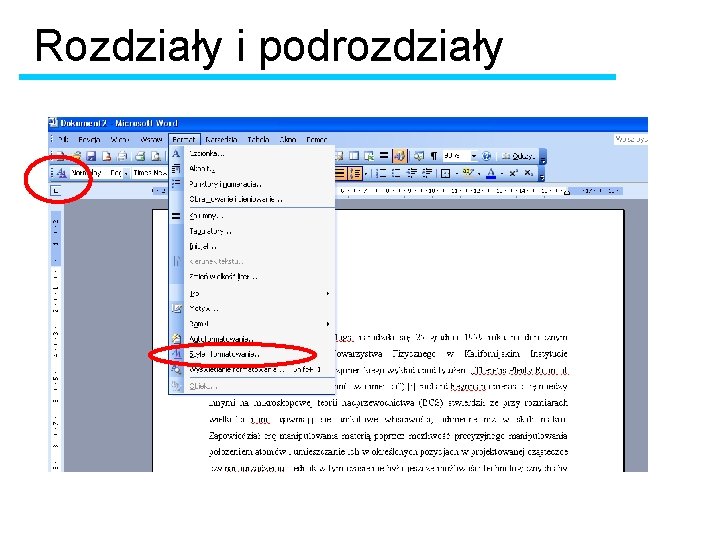 Rozdziały i podrozdziały 