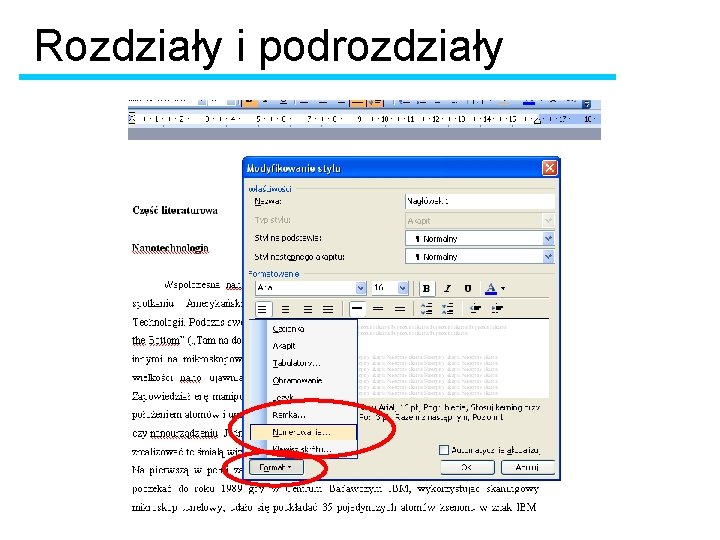 Rozdziały i podrozdziały 