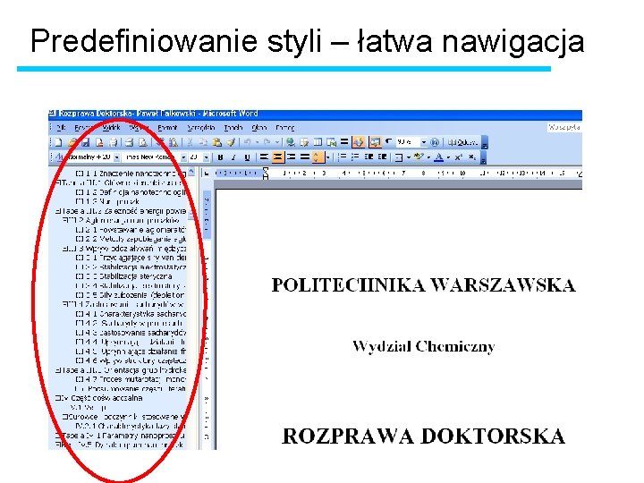 Predefiniowanie styli – łatwa nawigacja 