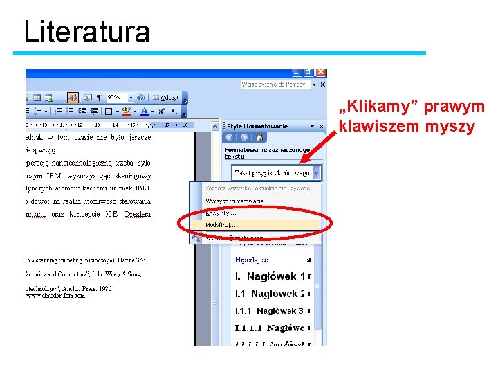 Literatura „Klikamy” prawym klawiszem myszy 