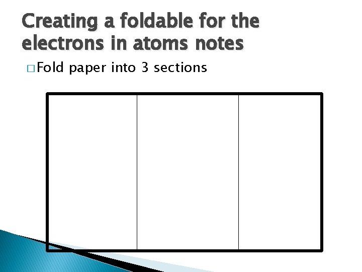 Creating a foldable for the electrons in atoms notes � Fold paper into 3