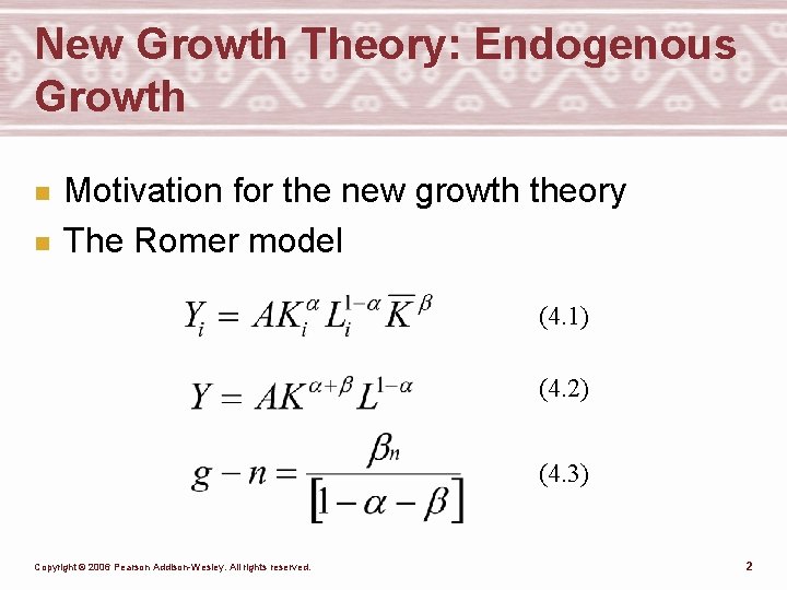 New Growth Theory: Endogenous Growth n n Motivation for the new growth theory The