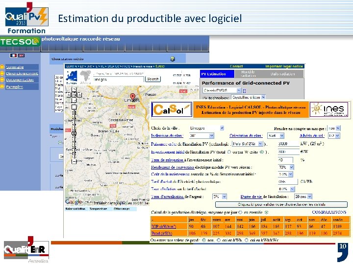 Estimation du productible avec logiciel 10 