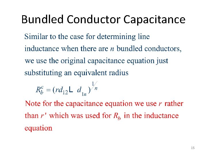 Bundled Conductor Capacitance 15 