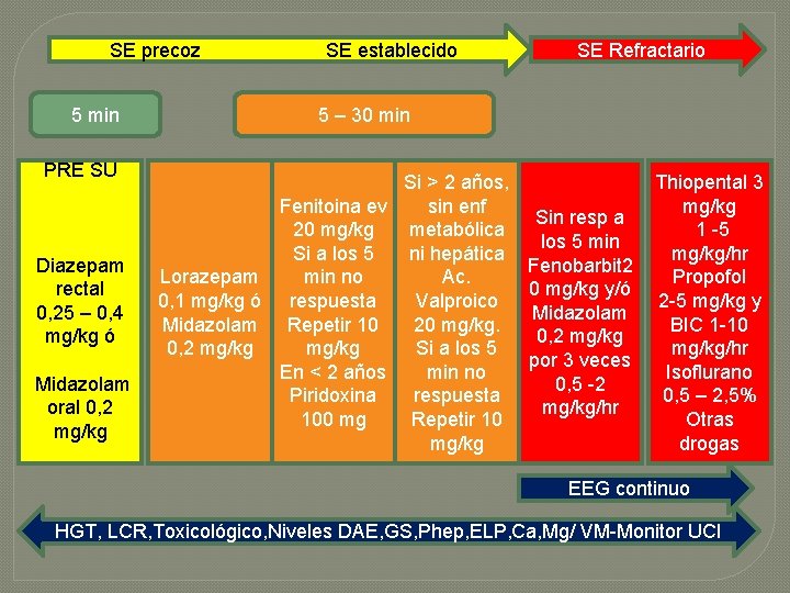 SE precoz SE establecido 5 min PRE SU SE Refractario 5 – 30 min SE precoz SE establecido 5 min PRE SU SE Refractario 5 – 30 min