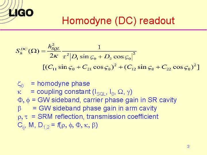 Homodyne (DC) readout z 0 = homodyne phase k = coupling constant (ISQL, I