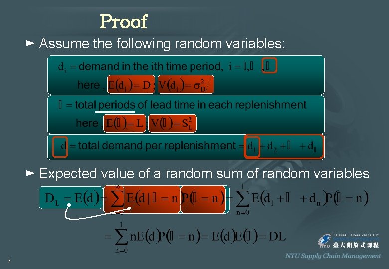Proof ► Assume the following random variables: ► Expected value of a random sum