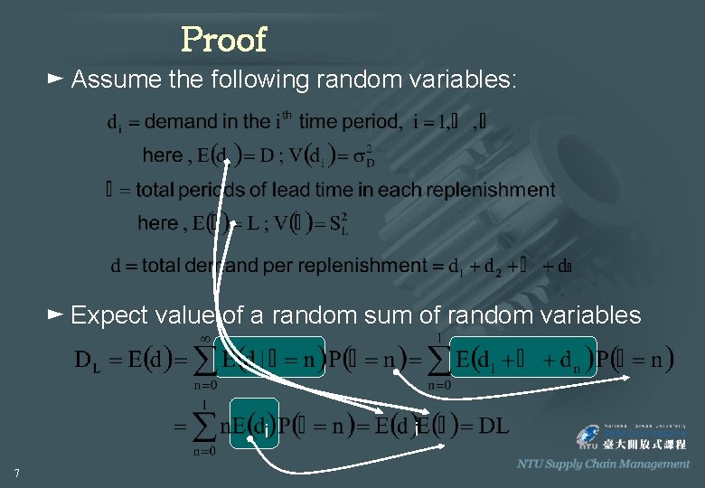 Proof ► Assume the following random variables: ► Expect value of a random sum