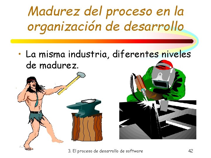 Madurez del proceso en la organización de desarrollo • La misma industria, diferentes niveles Madurez del proceso en la organización de desarrollo • La misma industria, diferentes niveles