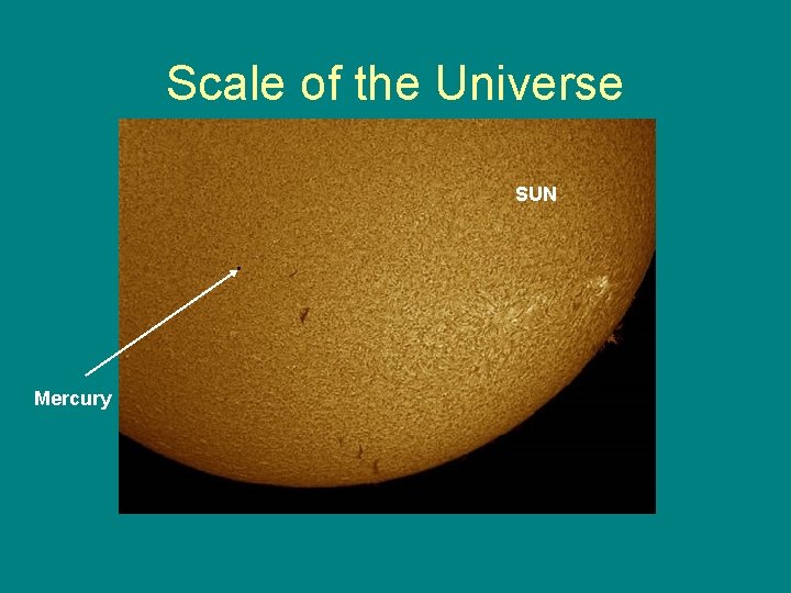 Scale of the Universe SUN Mercury 