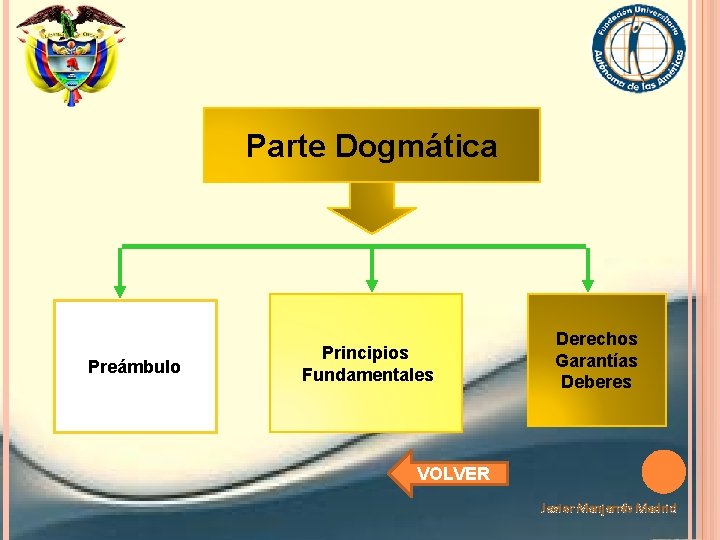 Parte Dogmática Preámbulo Principios Fundamentales Derechos Garantías Deberes VOLVER Javier Manjarrés Madrid 