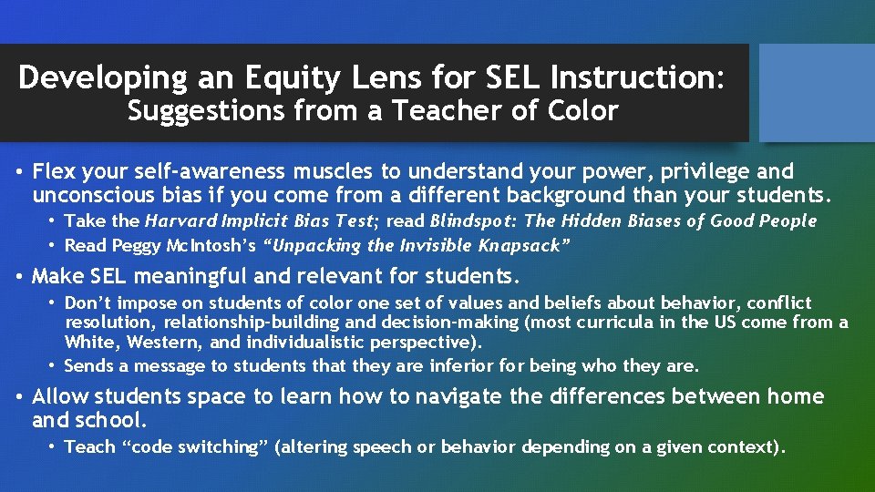 Developing an Equity Lens for SEL Instruction: Suggestions from a Teacher of Color •
