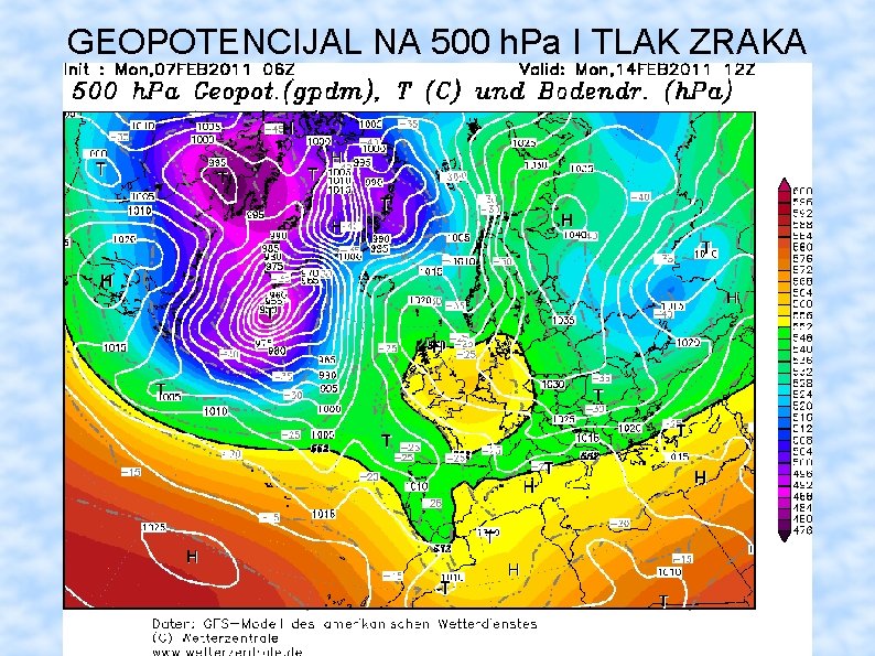 GEOPOTENCIJAL NA 500 h. Pa I TLAK ZRAKA 