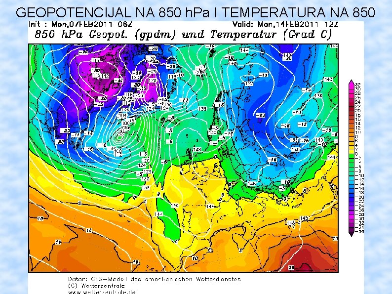 GEOPOTENCIJAL NA 850 h. Pa I TEMPERATURA NA 850 h. Pa 