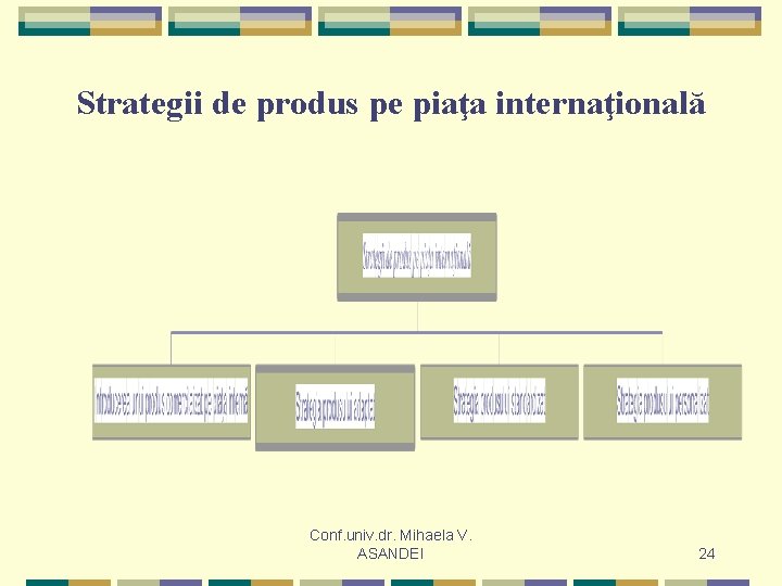 Strategii de produs pe piaţa internaţională Conf. univ. dr. Mihaela V. ASANDEI 24 