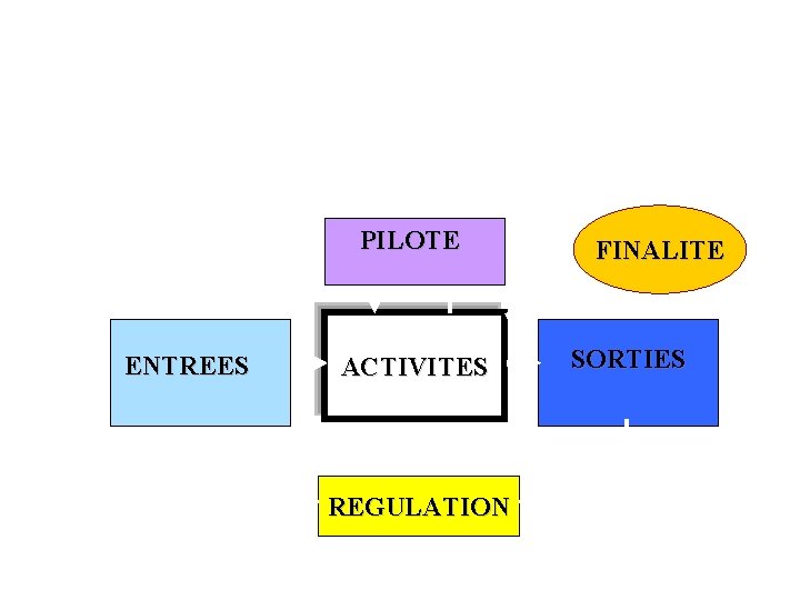 Le schéma général PILOTE ENTREES ACTIVITES REGULATION FINALITE SORTIES 