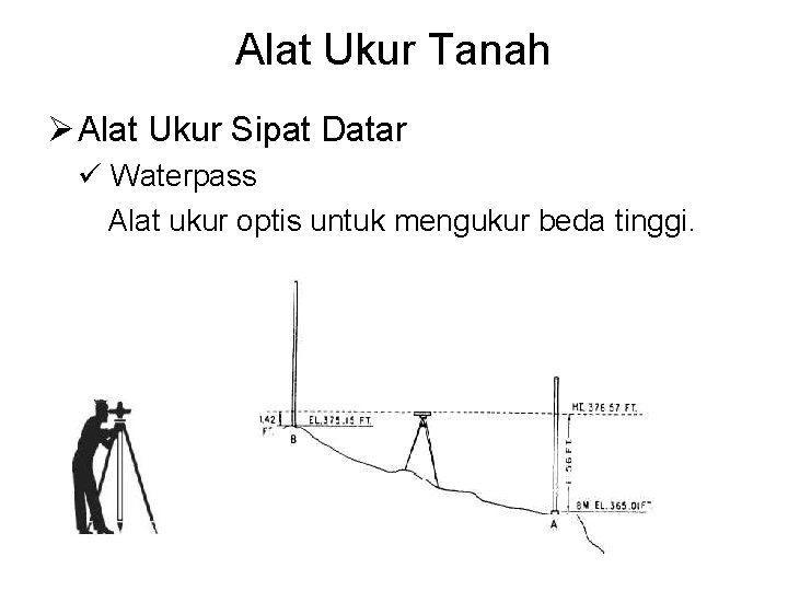 Alat Ukur Tanah Ø Alat Ukur Sipat Datar ü Waterpass Alat ukur optis untuk