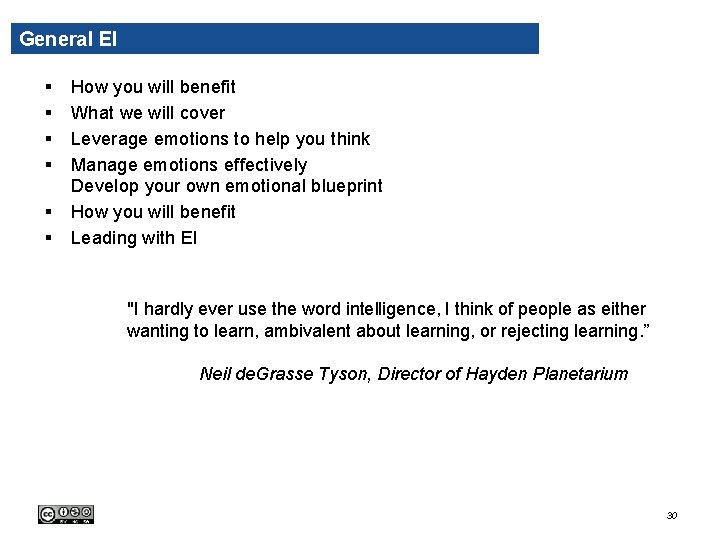 General EI § § § How you will benefit What we will cover Leverage General EI § § § How you will benefit What we will cover Leverage