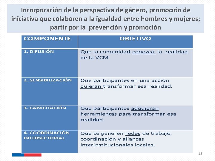 Incorporación de la perspectiva de género, promoción de iniciativa que colaboren a la igualdad