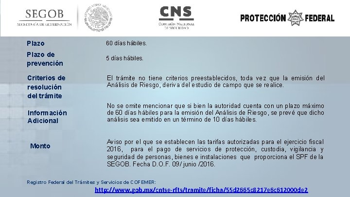 Plazo 60 días hábiles. Plazo de prevención 5 días hábiles. Criterios de resolución del