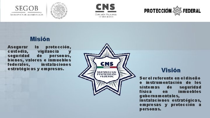 Misión Asegurar la protección, custodia, vigilancia y seguridad de personas, bienes, valores e inmuebles