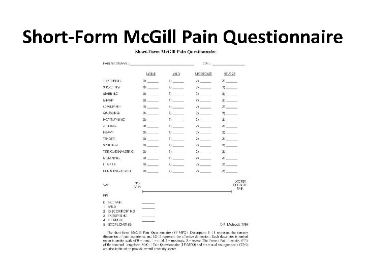 Short-Form Mc. Gill Pain Questionnaire 