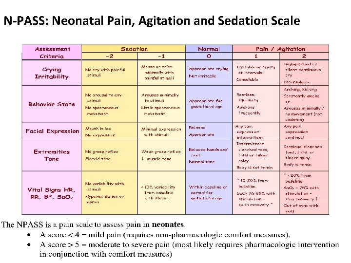 N-PASS: Neonatal Pain, Agitation and Sedation Scale 