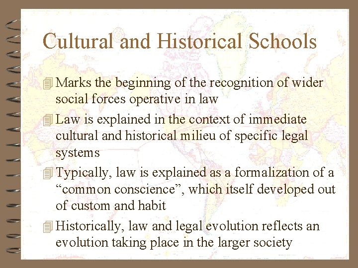 Cultural and Historical Schools 4 Marks the beginning of the recognition of wider social