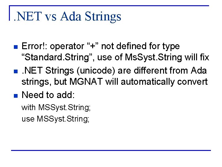 ada string