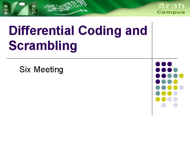 Differential Coding and Scrambling Six Meeting 