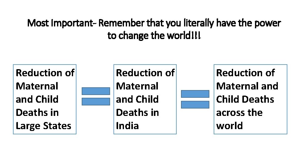 Most Important- Remember that you literally have the power to change the world!!! Reduction