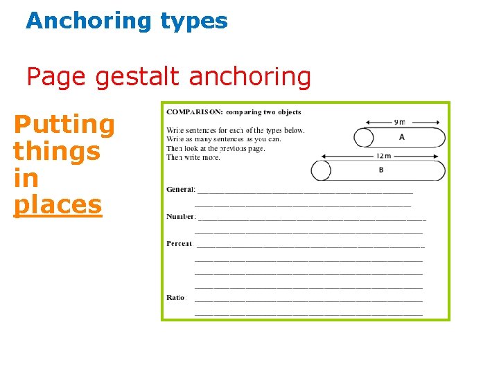Anchoring types Page gestalt anchoring Putting things in places 