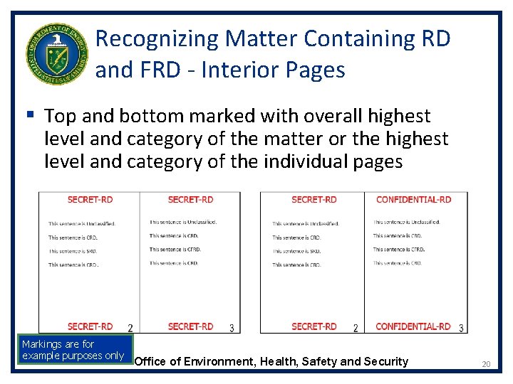 Recognizing Matter Containing RD and FRD - Interior Pages § Top and bottom marked