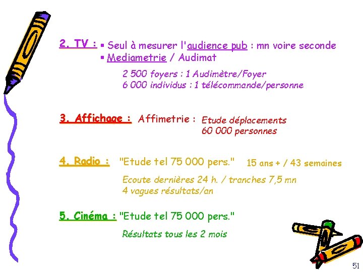 2. TV : § Seul à mesurer l'audience pub : mn voire seconde §