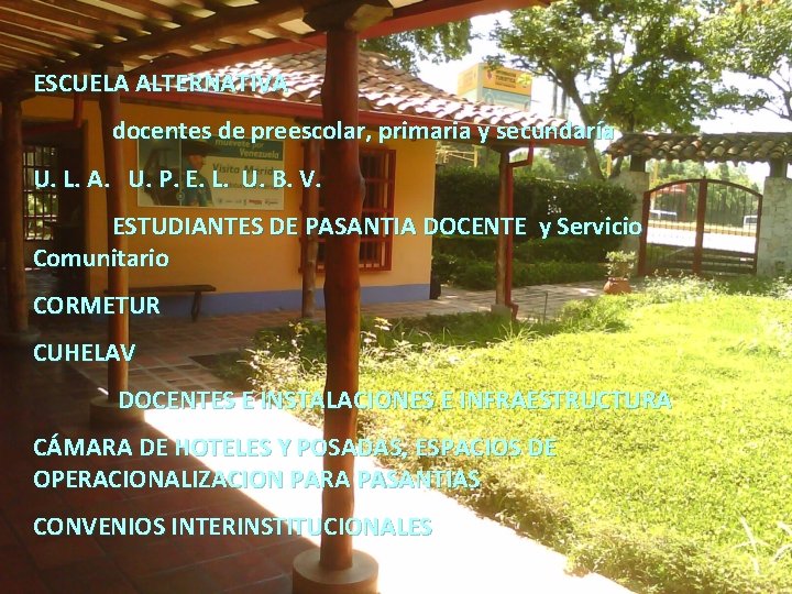 ESCUELA ALTERNATIVA docentes de preescolar, primaria y secundaría U. L. A. U. P. E.