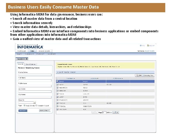 Business Users Easily Consume Master Data Using Informatica MDM for data governance, business users