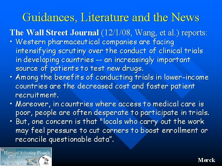 Guidances, Literature and the News The Wall Street Journal (12/1/08, Wang, et al. )